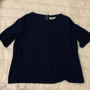 Blue blouse with gold zipper on back